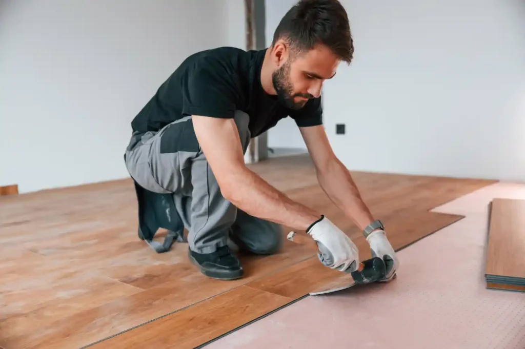 Comfortable and stylish cushion flooring for kitchens with durable and easy to clean surface