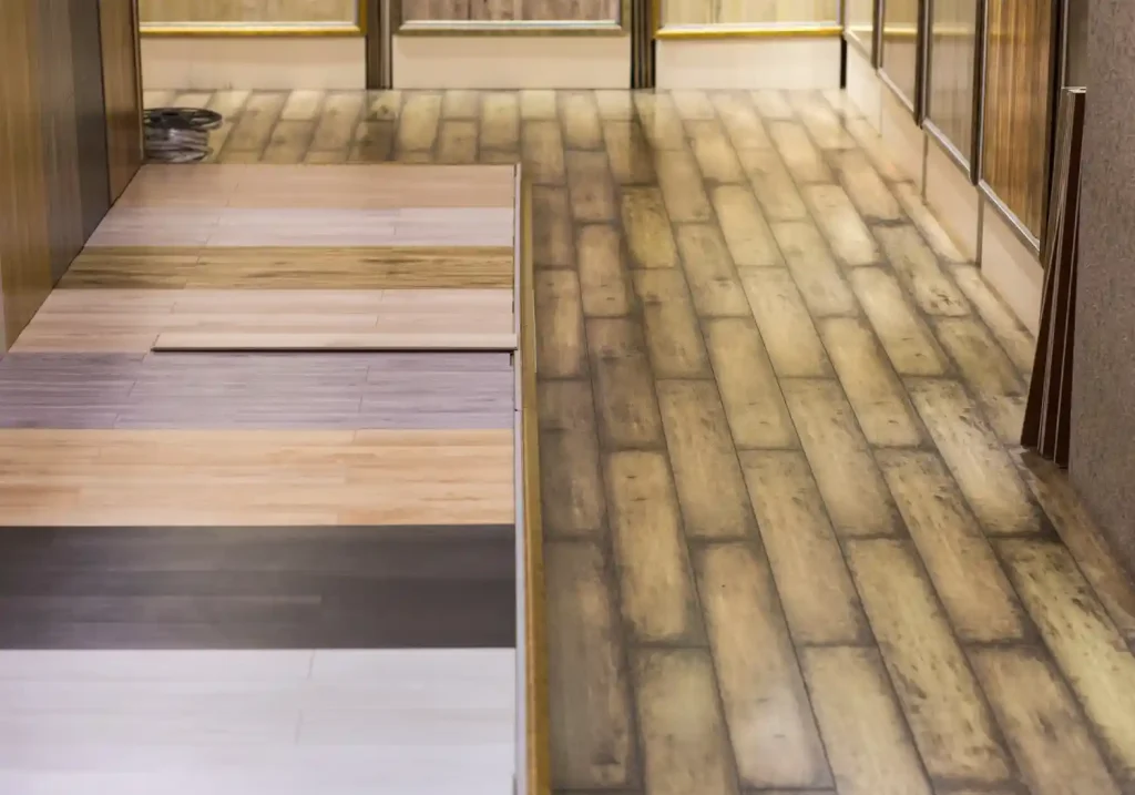 Cost-effective and stylish laminate flooring installation with wood and stone-like finishes for modern residential and commercial interiors